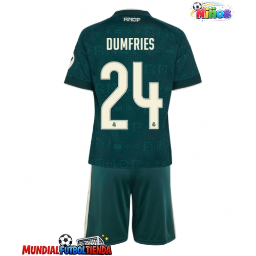 Camiseta Real Madrid Denzel Dumfries #24 Segunda Equipación Replica 2026-27 para niños mangas cortas (+ Pantalones cortos)